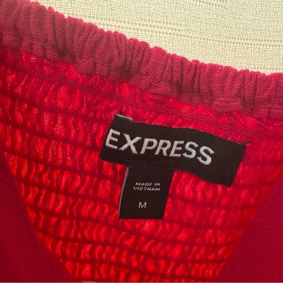 Express Hot Pink Smocked Tie-Strap Peplum Cami – Medium - Picture 7 of 8
